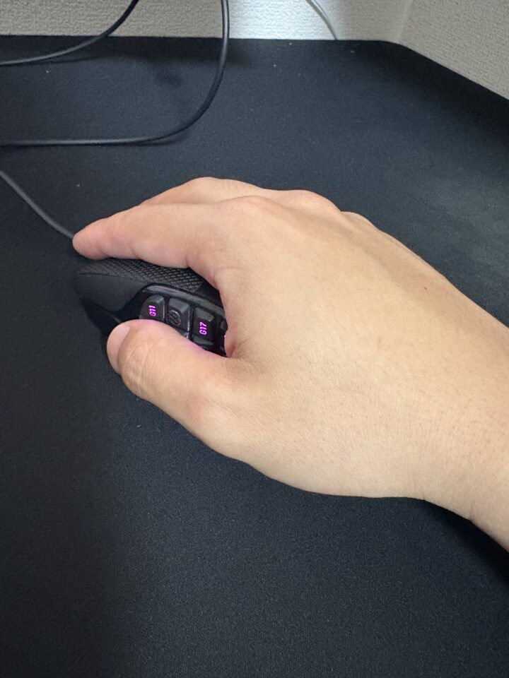 G600tをかぶせ持ちしている